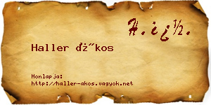 Haller Ákos névjegykártya